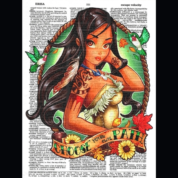 Pocahontas Disney Princess Pinup Dictionary Art Print - Picture 1 of 5